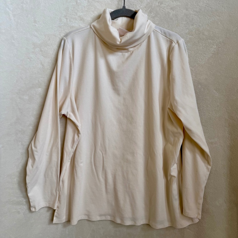 Belle by Kim Gravel Womens Ivory Cowl Neck Long Sleeve Top Size Extra Large